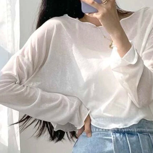 Rag & Bone NWOT Shoulder Lettuce Trim Sheer Top - Picture 1 of 4